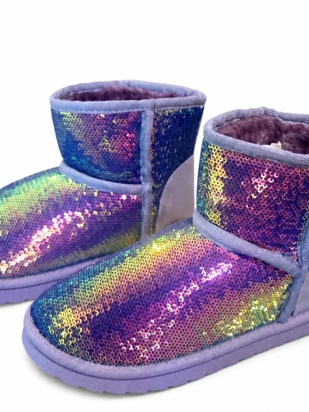 Girls Sequin Rainbow Booties - Purple
